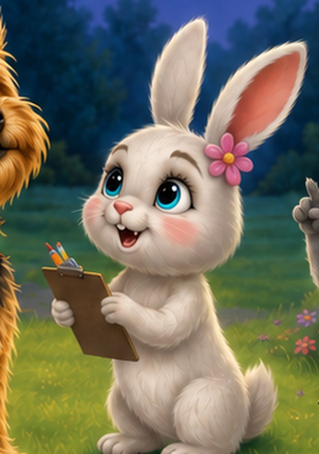 Illustration of Luna, the Fluffy white bunny