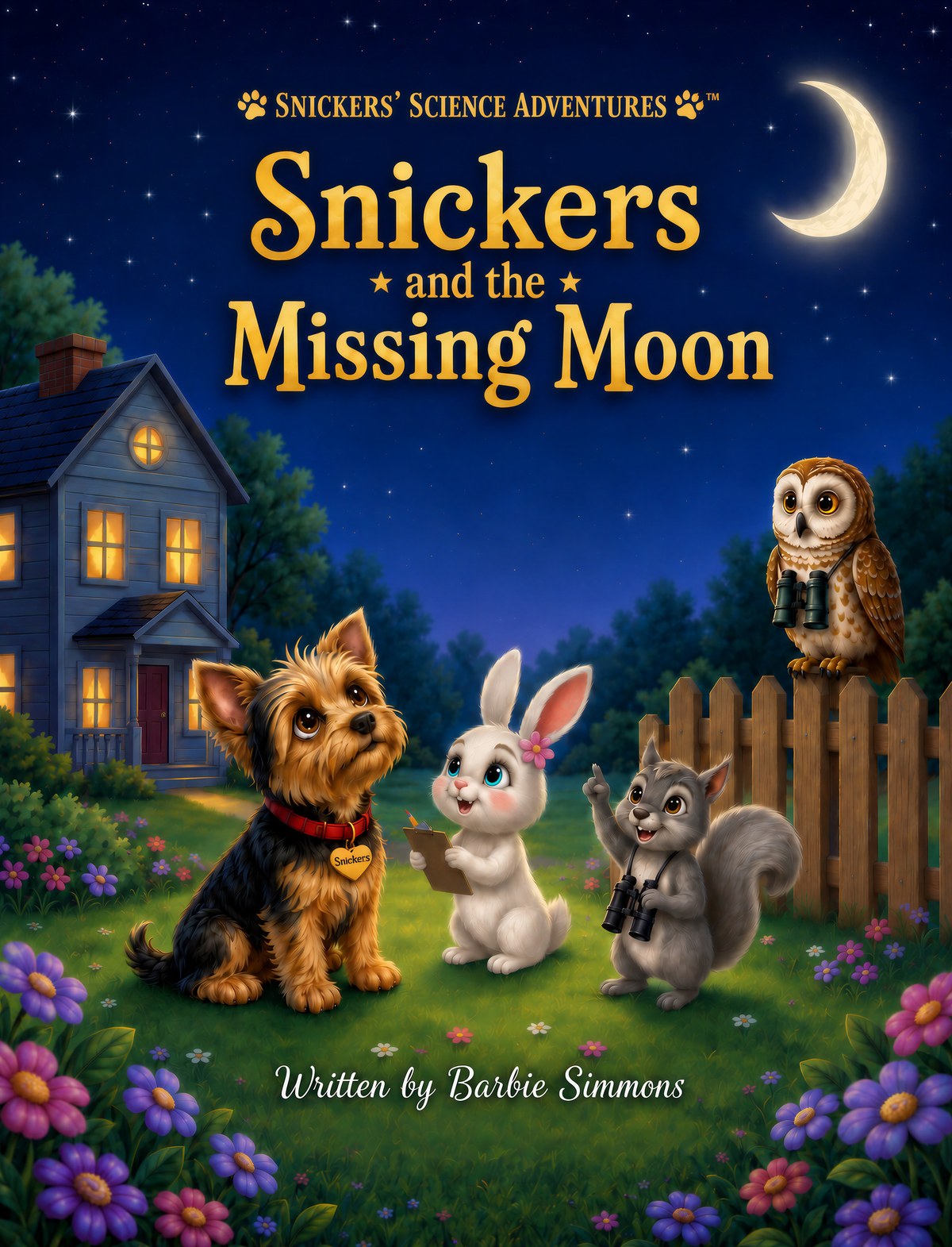 Front cover of Snickers and the Missing Moon by Barbie Simmons