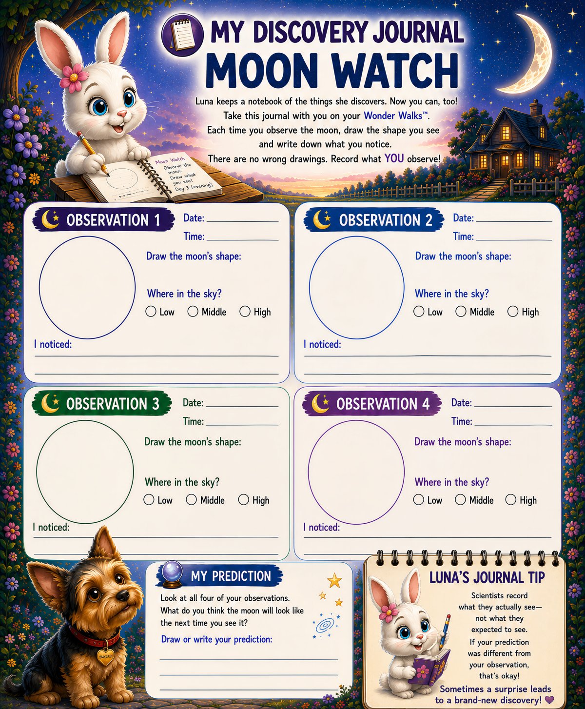 Preview of printable activity page: My Discovery Journal: Moon Watch
